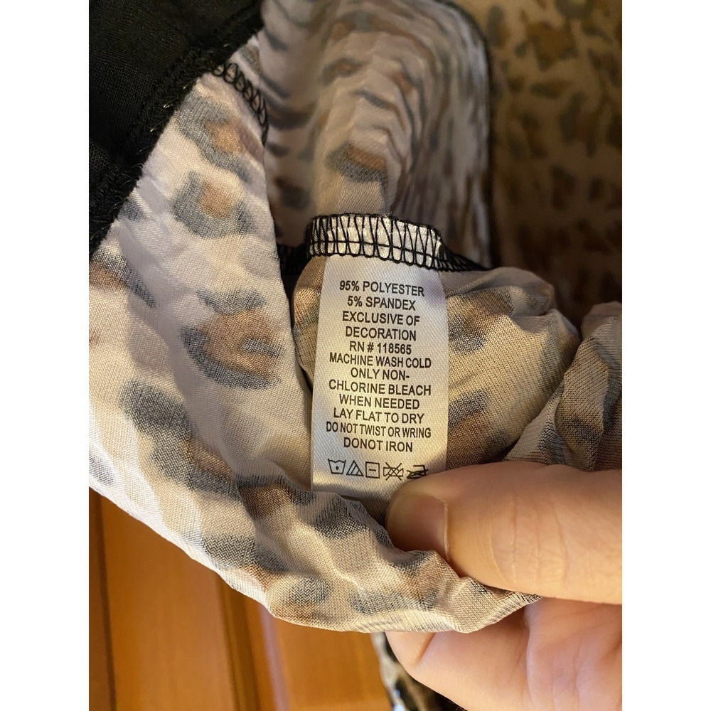 Quacker Factory Womens Jacket Sz 1X Plus Animal Print Leopard Sequin Zipper - Picture 4 of 9